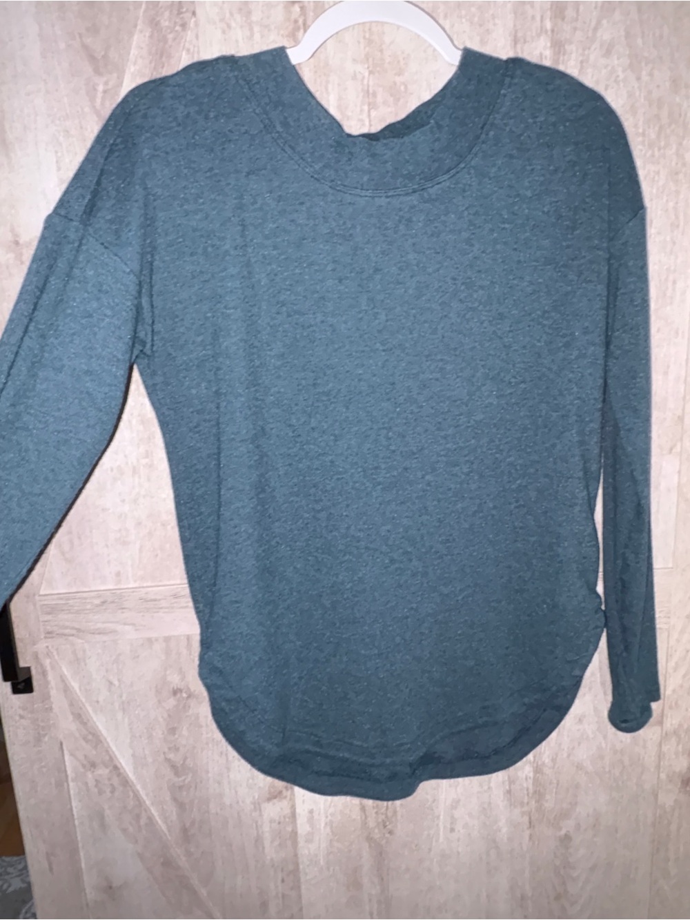 Athleta Open Back Long Sleeve Top Muted Blue Green | XS